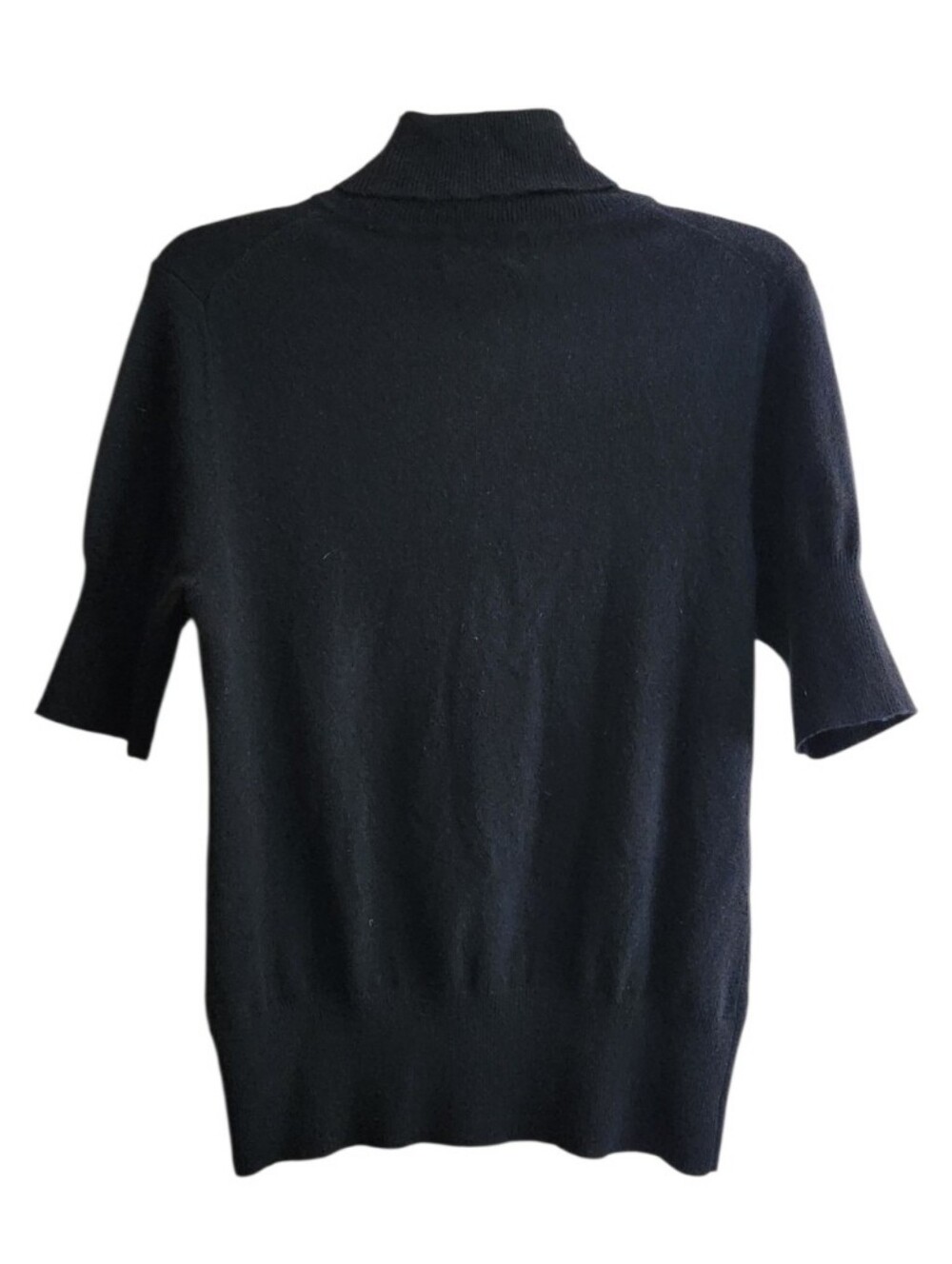 Neiman Marcus Black Elbow Length Sleeve Mock Neck 100% Cashmere Sweater